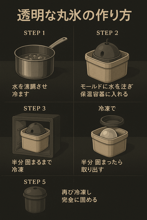 製氷機なしで透明な丸い氷を作る